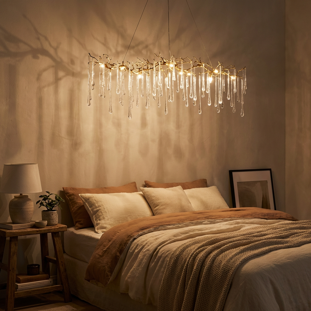 Horizontal Glass Teardrop 14-Light Chandelier