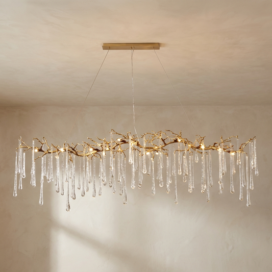 John Richard Glass Teardrop Fourteen-Light Horizontal Chandelier