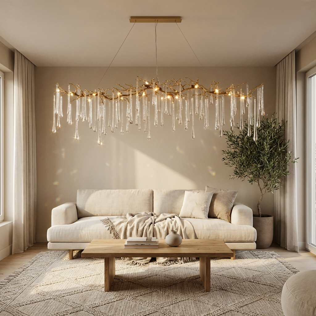 Horizontal Glass Teardrop 14-Light Chandelier