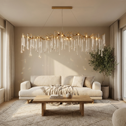 Horizontal Glass Teardrop 14-Light Chandelier
