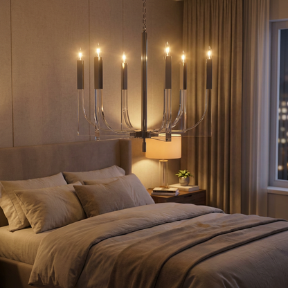 Acrylic and Nickel 6-Light Chandelier