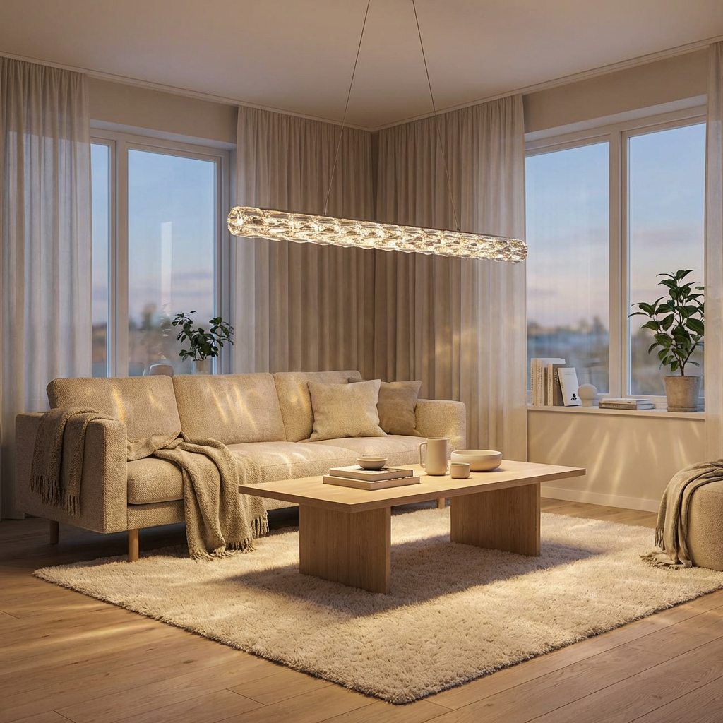 Adjustable LED Crystal Linear Pendant