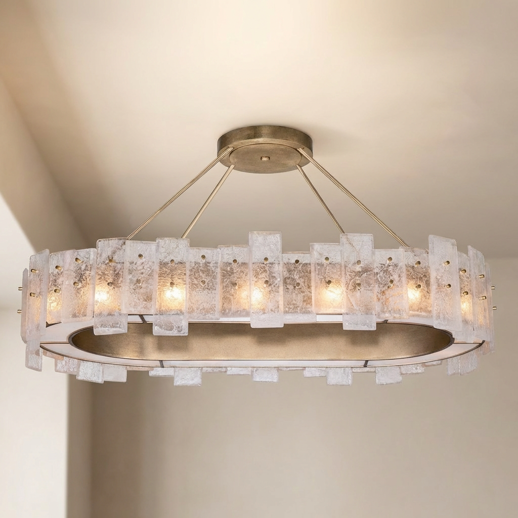 Cast Glass 44-Inch Oblong Pendant