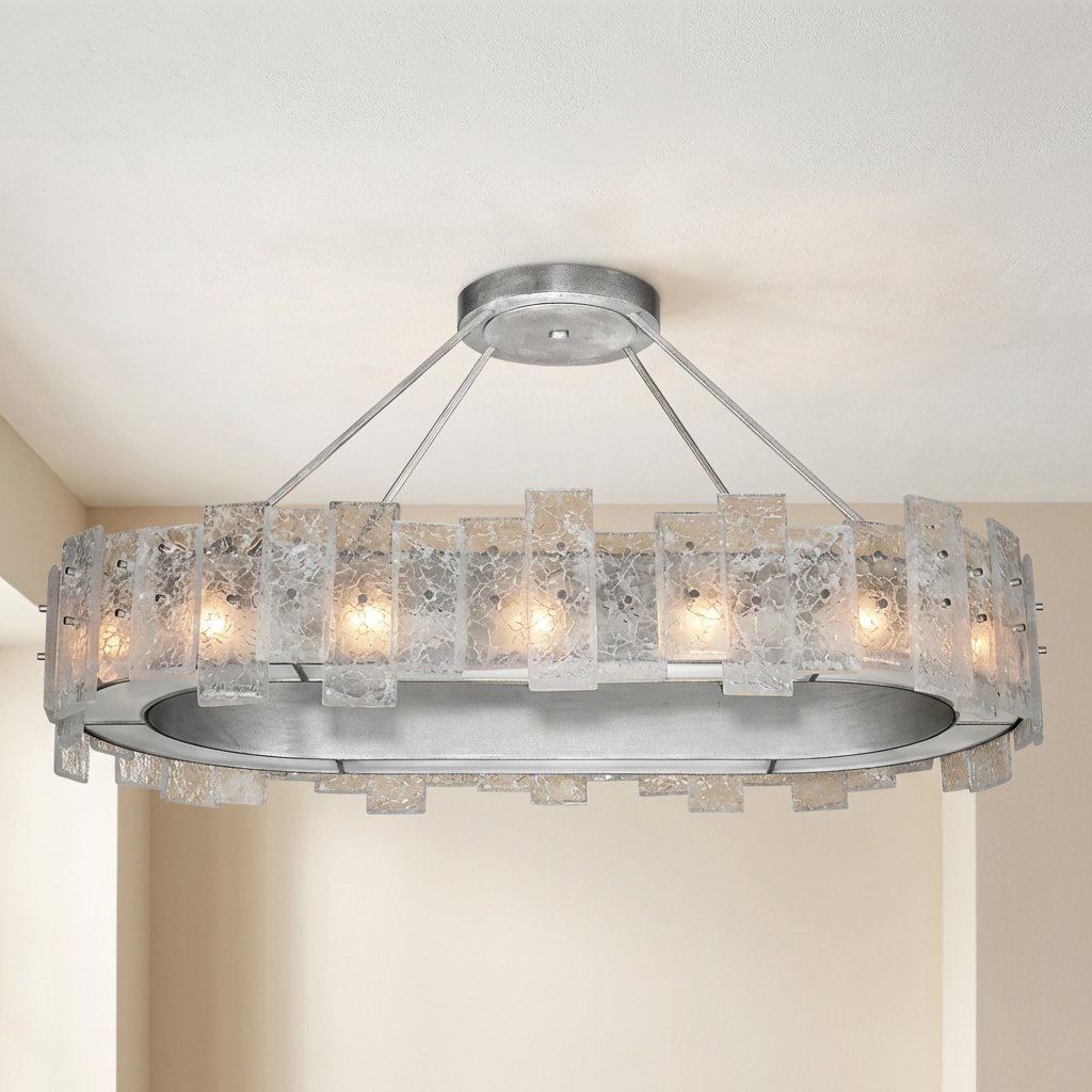 Cast Glass 44-Inch Oblong Pendant