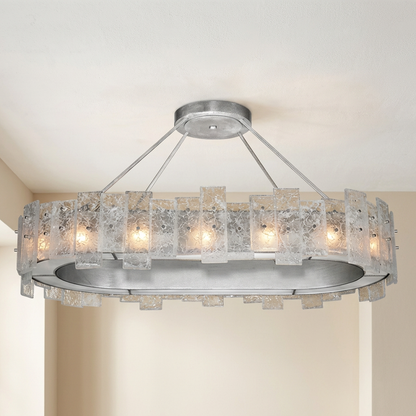 Cast Glass 44-Inch Oblong Pendant