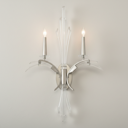 Curved Crystal 34-Inch Wall Sconce