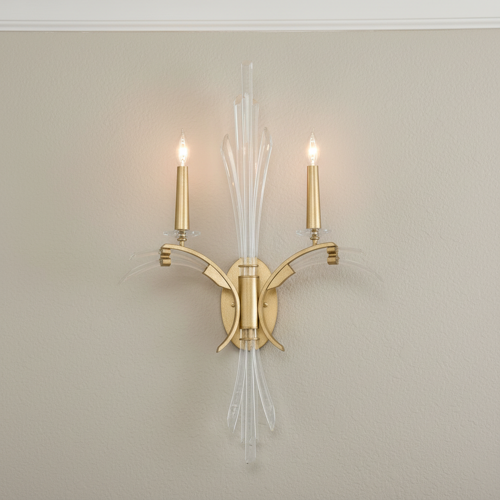 Curved Crystal 34-Inch Wall Sconce