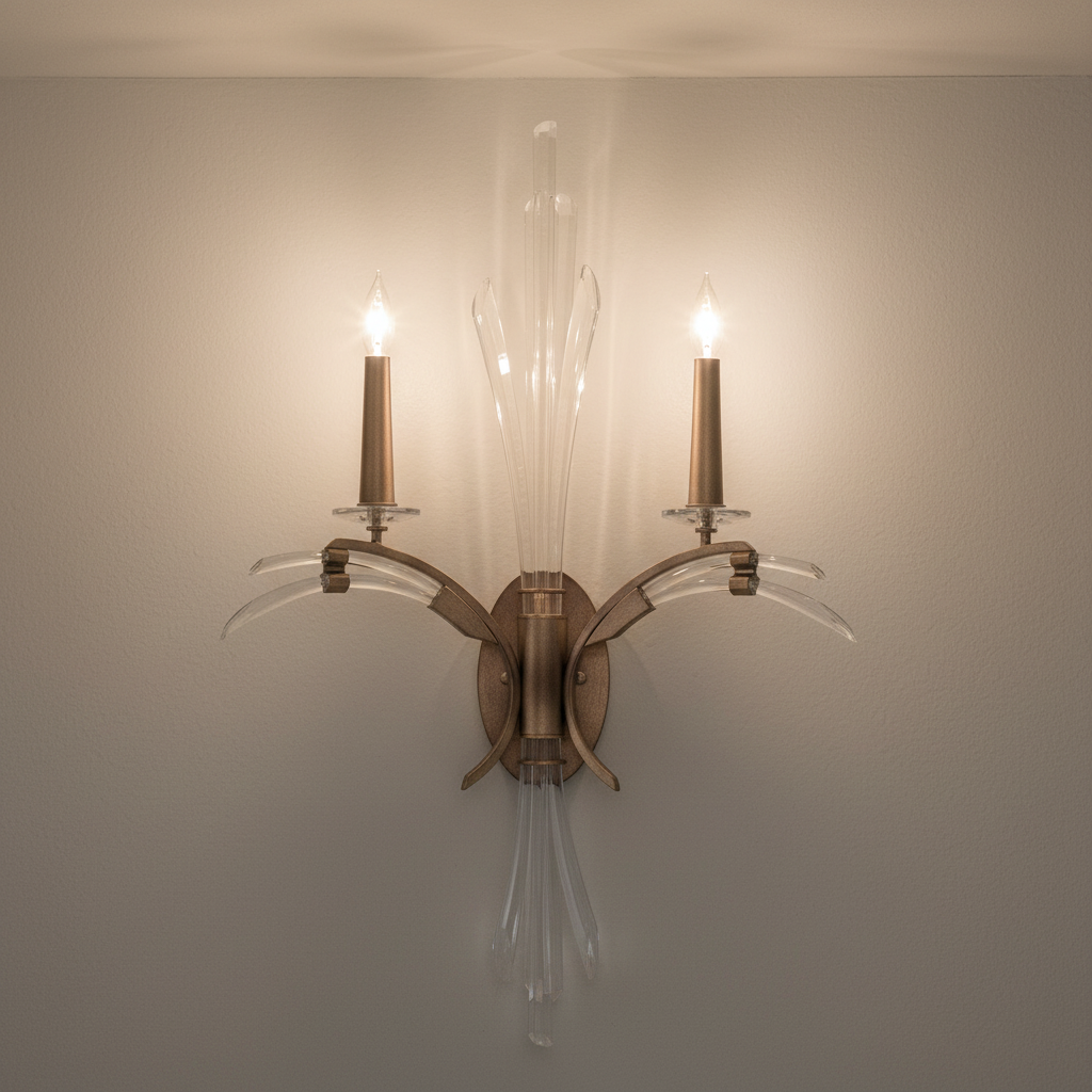 Curved Crystal 34-Inch Wall Sconce
