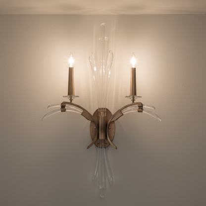 Curved Crystal 34-Inch Wall Sconce