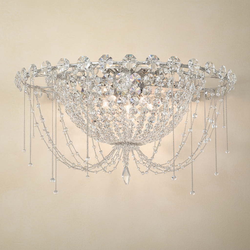 Crystal Basket Flush Mount Ceiling Light