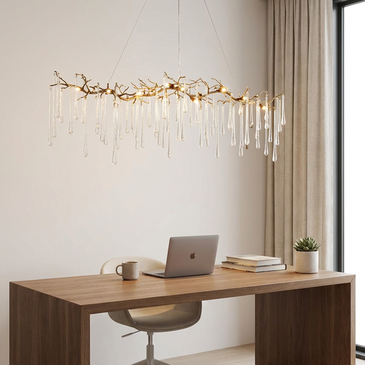 John Richard Glass Teardrop Fourteen-Light Horizontal Chandelier