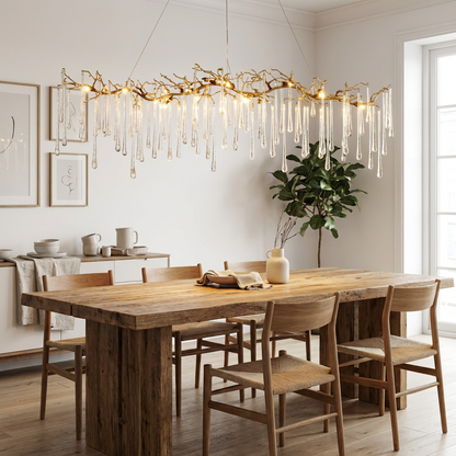 Horizontal Glass Teardrop 14-Light Chandelier