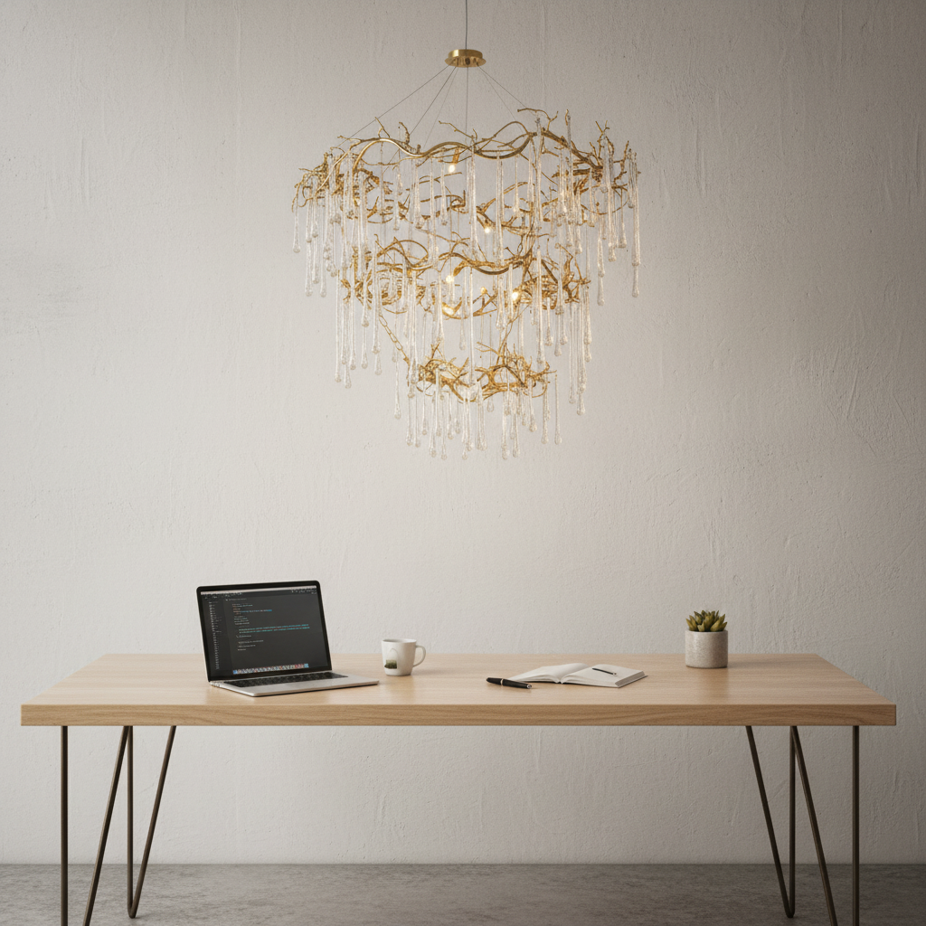 Branched Glass Teardrop 20-Light Chandelier