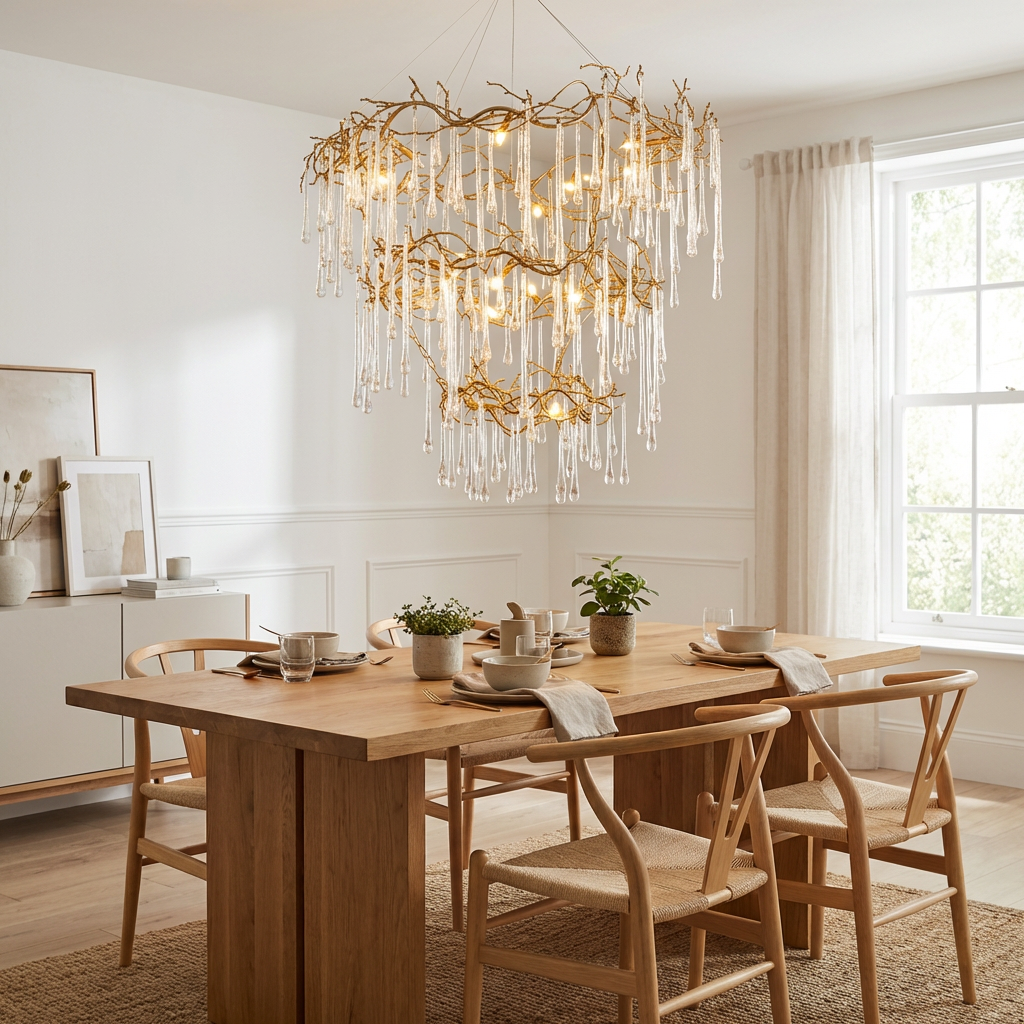 Branched Glass Teardrop 20-Light Chandelier