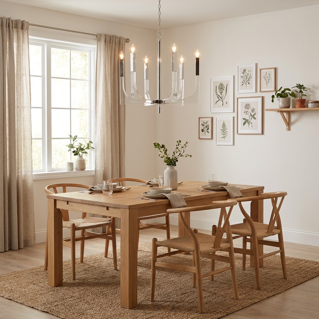 Acrylic and Nickel 6-Light Chandelier