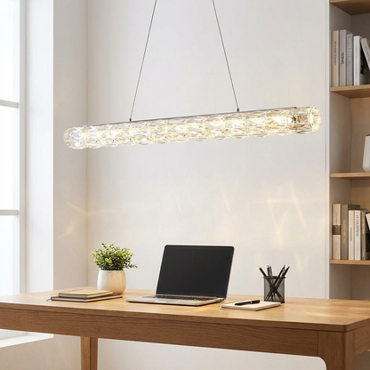 Adjustable LED Crystal Linear Pendant