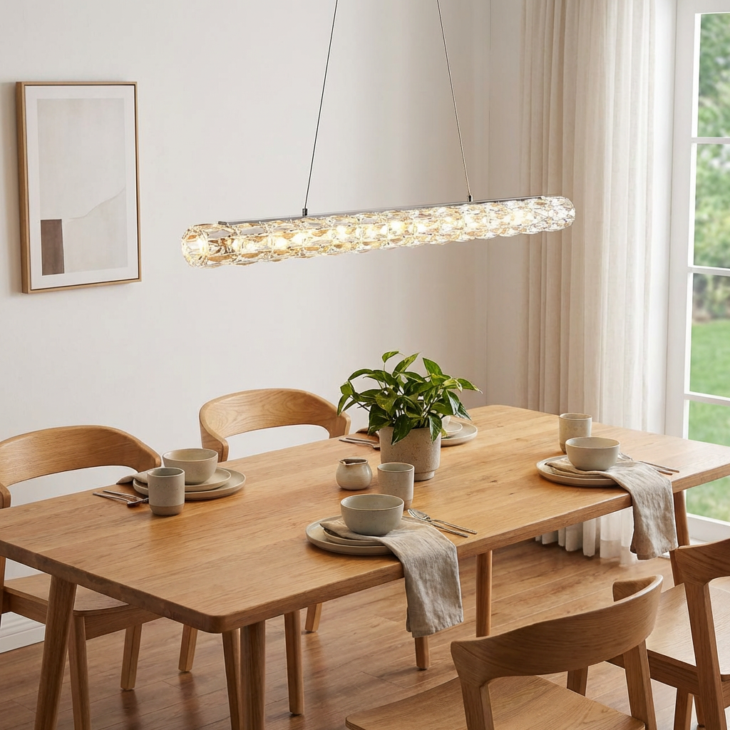 Adjustable LED Crystal Linear Pendant