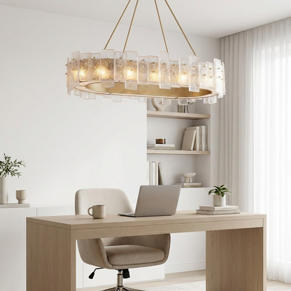 Cast Glass 44-Inch Oblong Pendant